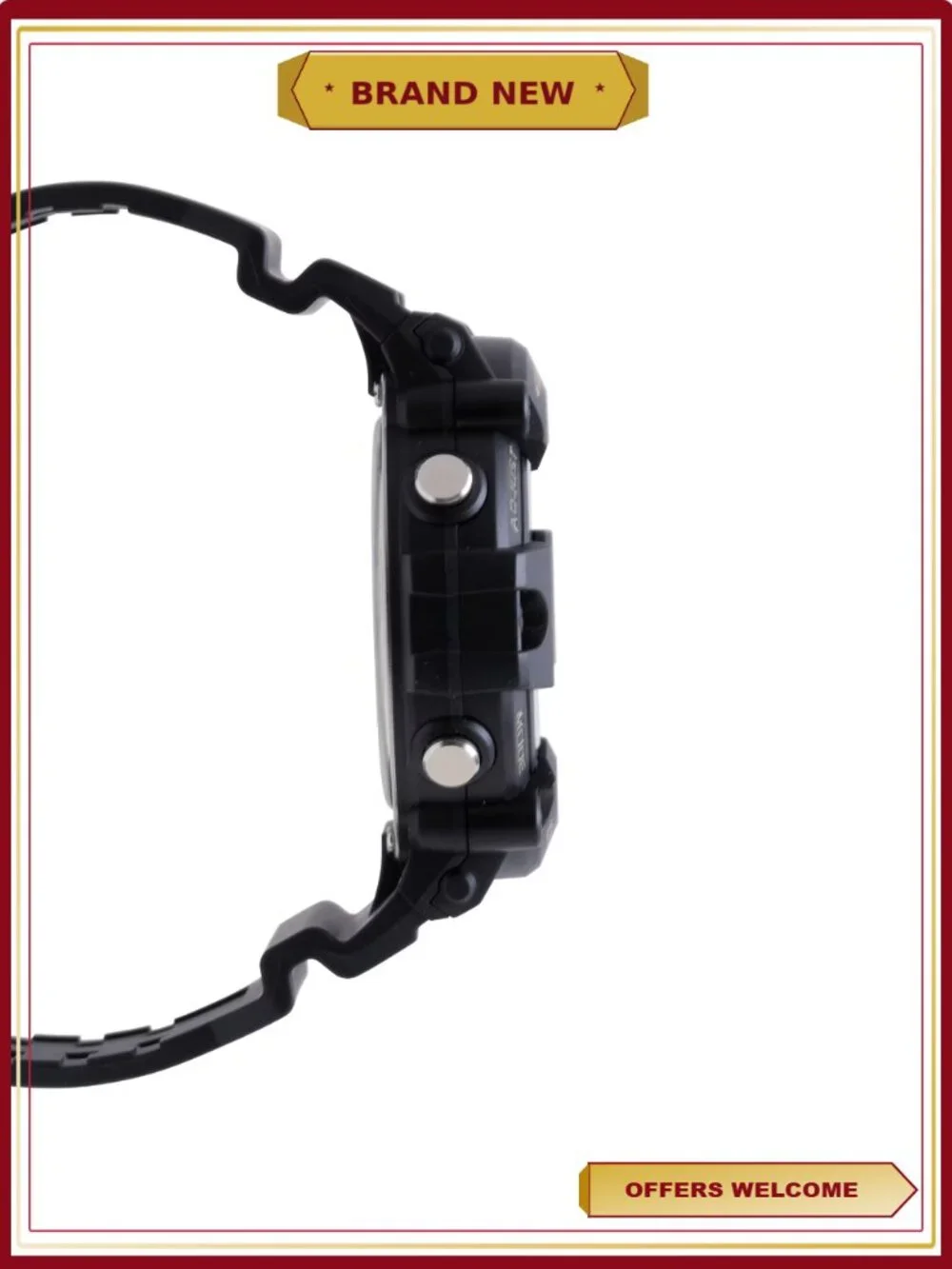 Men's Wide Face Digital Watch with Extra Long Resin Strap, 100m Water Resistant